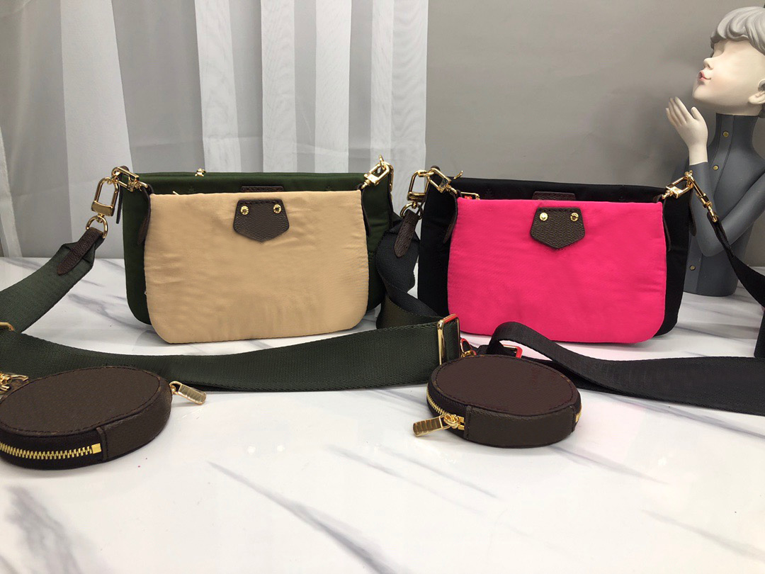 Les plus nouvelles femmes multi-pochette accessoires de créateurs sacs de créateurs nylon purs-purs en nylon fashion crossbody sac à bandoulière