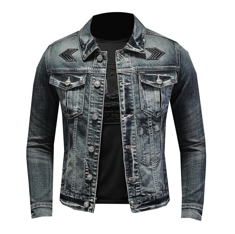 

Vintage Motorcycle Denim Jacket Men Spring Autumn Military Mens Cowboy Jackets Washed Jeans Coats Size -4XL Jaqueta Masculina Men's, Depp blue