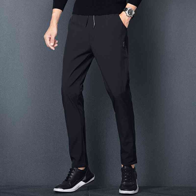 

Ice silk quick drying sports 2021 new loose straight large men's thin casual pants, Black