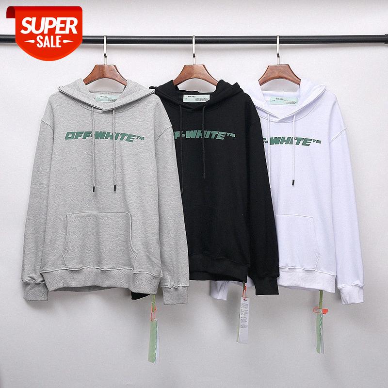 

20FW back hand-painted telegraph pole worker portrait terry hooded OW sweater #Dw2a, White