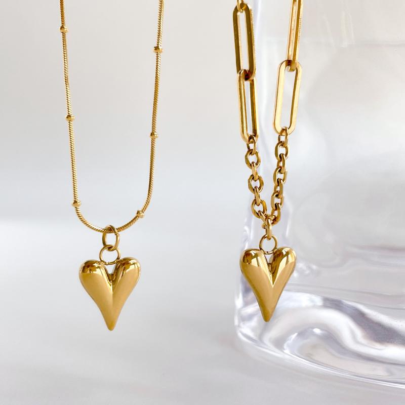 

Pendant Necklaces Elegant Stainless Steel Heart Shape Necklace For Women Waterproof Tarnish Free Stacking Chokers