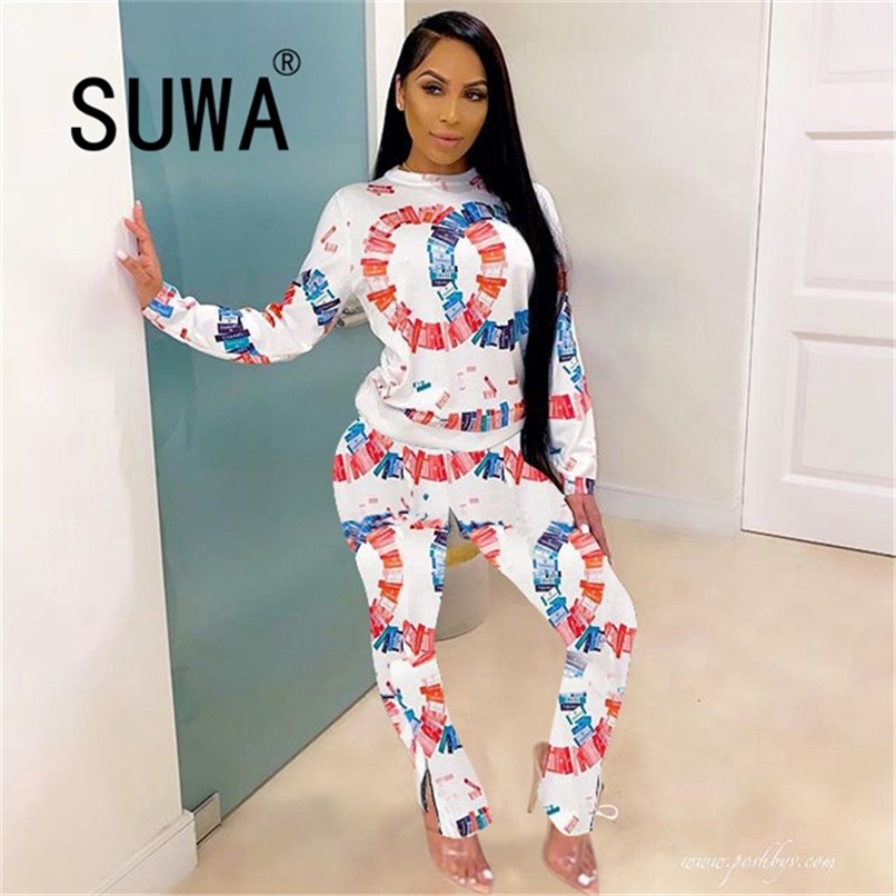 

Tie Dye Women Set Autumn Winter Long Sleeve Sweatshirt Top And Stacked Flare Pants Lounge Wear 2 Pieces Outfits Free 210525, Multi