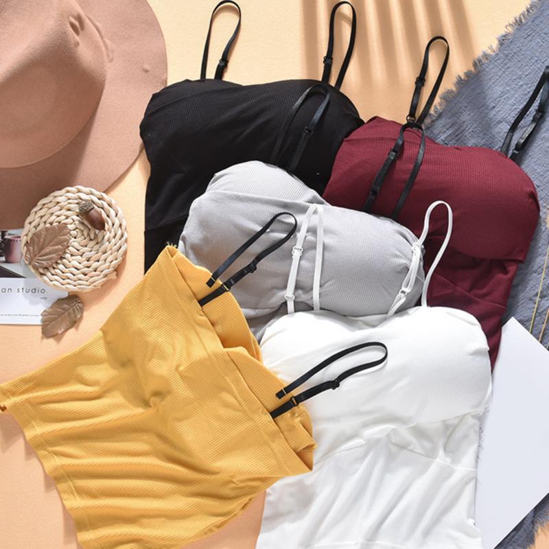 

Women's Tanks & Camis Women Tank Tops Sexy Spaghetti Strap Slim Fit Vest Solid Summer Female Brandy Melville, White