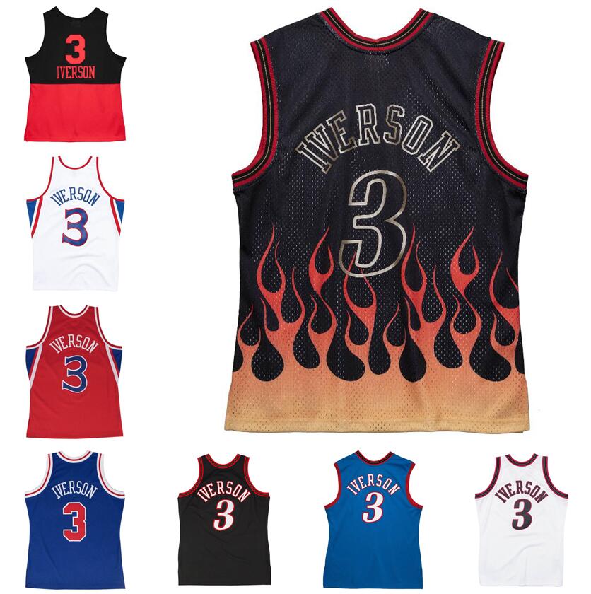 

Stitched Allen Iverson jersey Mitchell & Ness 1996-97-98 01-02 black white retro Men Women Youth S-2XL Basketball Jerseys, With logo