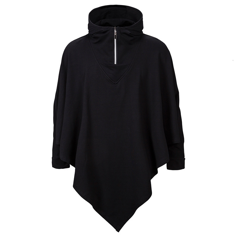

Men's Hoodies & Sweatshirts 2021 Fashion Trend Sweater European and American Irregular Hem Casual Pullover Cape Hooded Xh01 Z02I, Black
