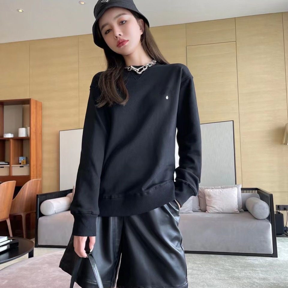 

Designer brand original label monogrammed prefall hoodie 100% cotton looser trend, high quality coat for both men and women A two-piece suit, Black