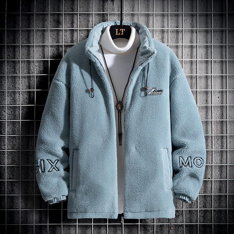 

Men's Jackets Winter Polar Fleece Lamb Wool Coat Loose Jacket -4XL, White