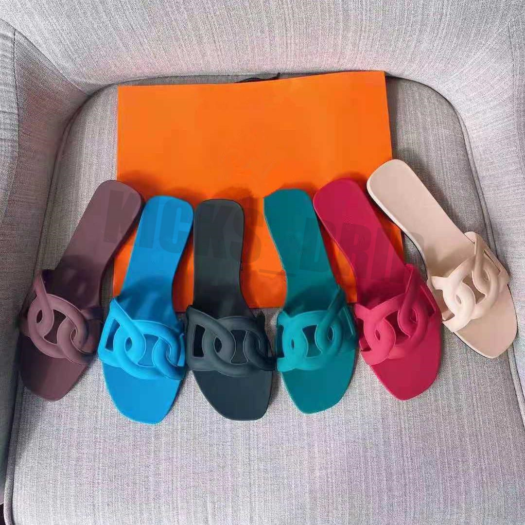 

Summer Designer Fashion Flats Sandals Women Slippers Flip Flops Plus big Girls ladies Beach Shoes WITH BOX, Black
