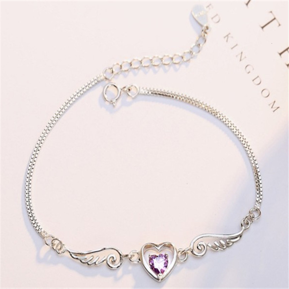 

accessories don't fade simple inlaid hand jewelry heart angel wings l lover Bracelet girl, Golden;silver