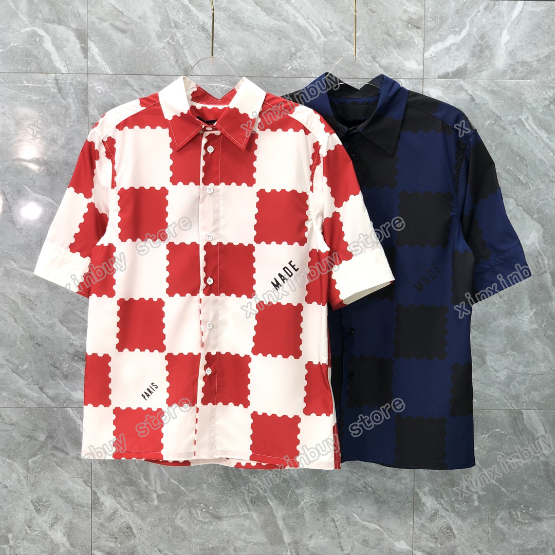 

22ss Men Women Designers T-Shirts tee lattice letters print short sleeve Man Crew Neck paris Fashion Streetwear white black M-2XL, Blue