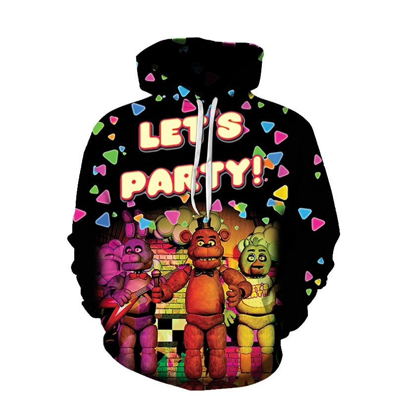 

Teddy bear's midnight Hougong 3D digital printed youth sweater hooded Pullover, Red