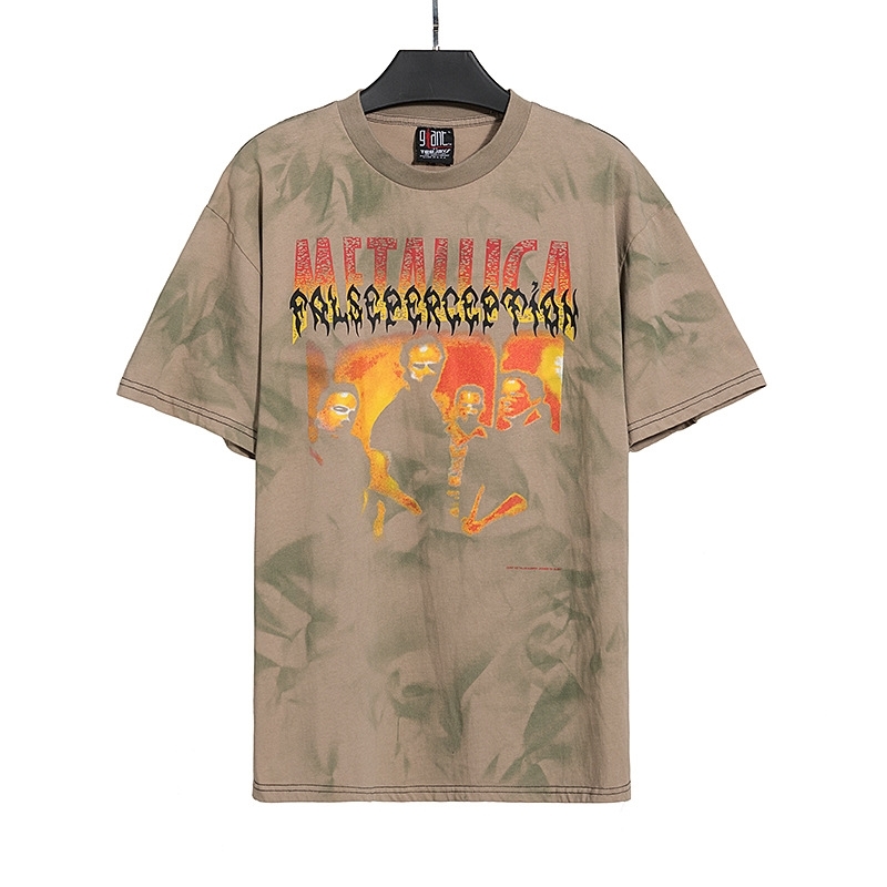 

wash and make old print fog short sleeve t-shirt tshirts high street tide os loose top, White;black