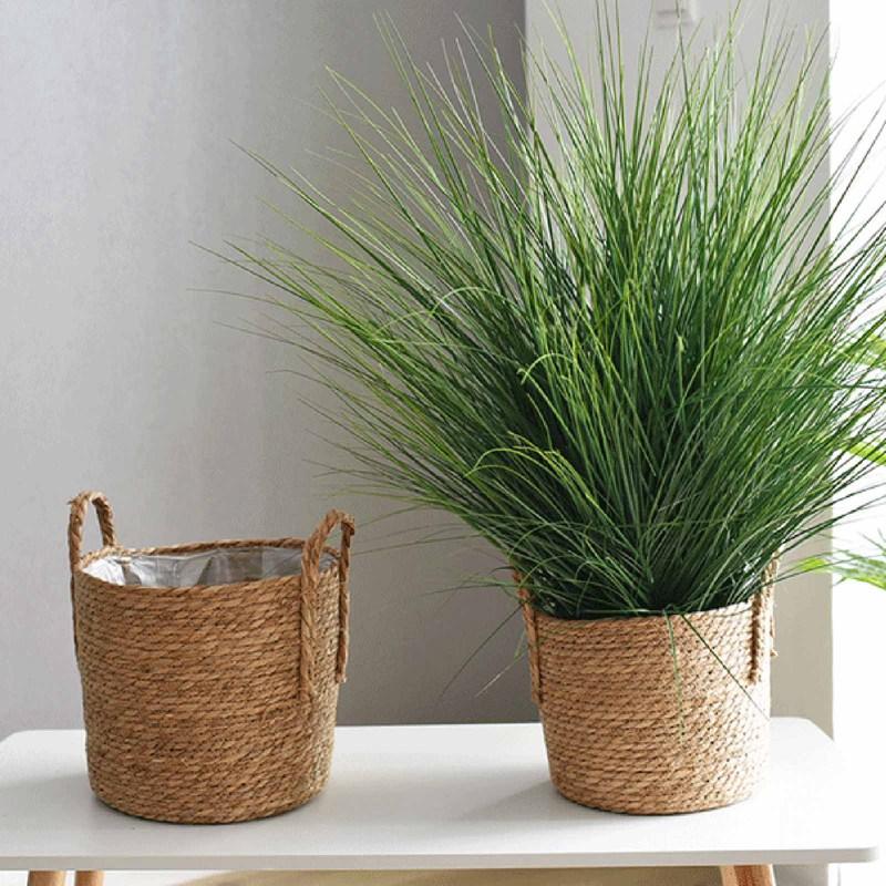 

Planters & Pots Handmade Flower Basket Straw Storage Rattan Floor Indoor Pot Crafts Decoration Home Living Room