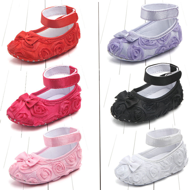 

Fashion flower bow baby footwear first step neonatal soft soles baby shoes baby girl princess shoes, White