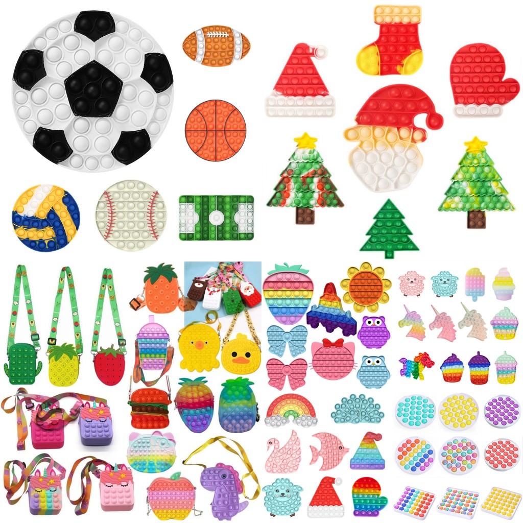 

Christmas Push Fidget Toy Sensory Push Bubble Fidget Sensory Autism Special Needs Anxiety Stress Reliever for Office Fluorescen Coin Purse