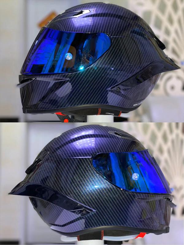 

Motorcycle Helmets Full Face Helmet GP RR Iridium Fiber Glass Racing With Big Tail Spoiler, Clear visor