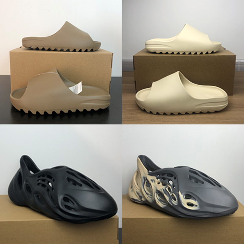 

comfortable kanye slides west slippers desert sand summer brown flat men women beach resin slide sandal mens womens slipper Graffiti Bone Rubber [with box]