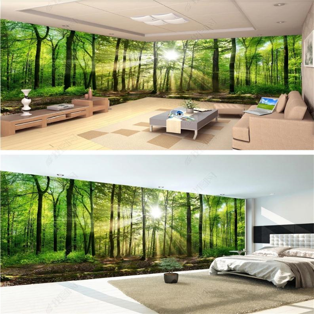 beautiful scenery wallpapers sunshine natural scenery virgin forest wallpapers living room sofa background wall-image-700391569