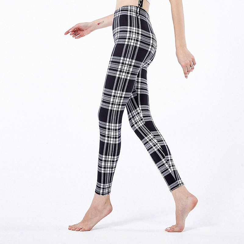 Women's Sporty Yoga Leggings Ankle-Length Pants Daily Stretchy Plaid Comfort Outdoor High Waist Skinny Blue Wine Black Fuchsia Camel One-Siz