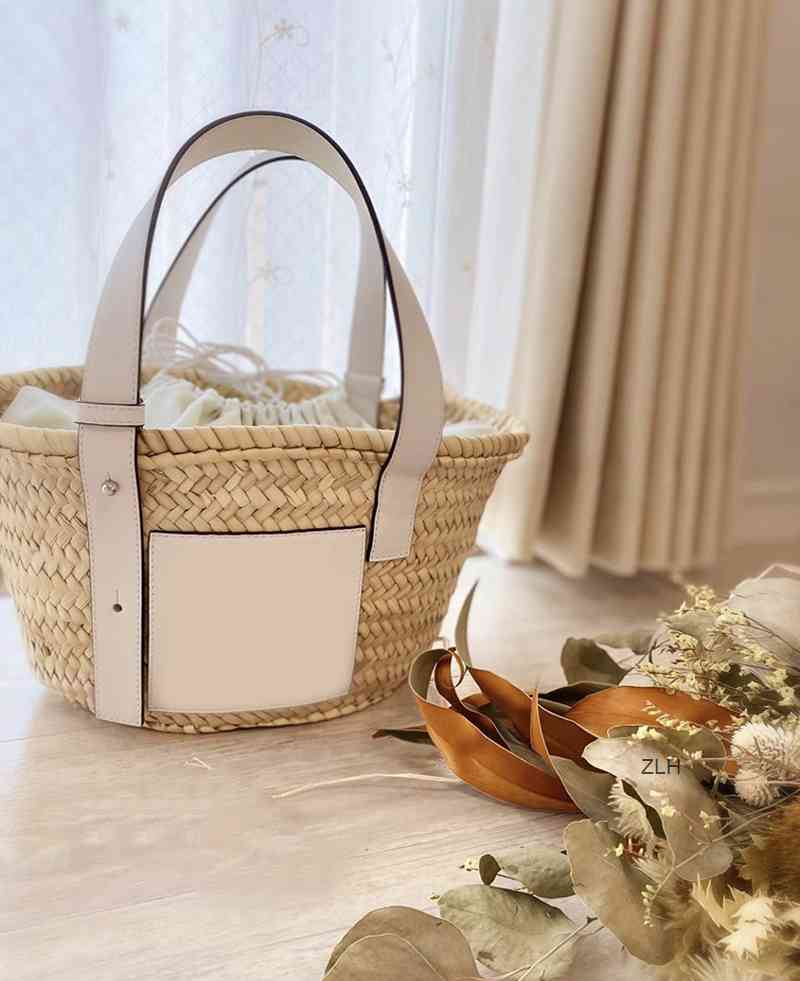 

minority straw bag French hand woven bamboo basket bag large capacity women new straw shopping bag Lafite grass