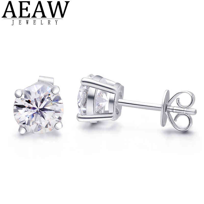 

AEAW Round Cut Total 2.00ct 6.5mm Diamond Test Passed Moissanite Silver Earring Jewelry Girlfriend Gift
