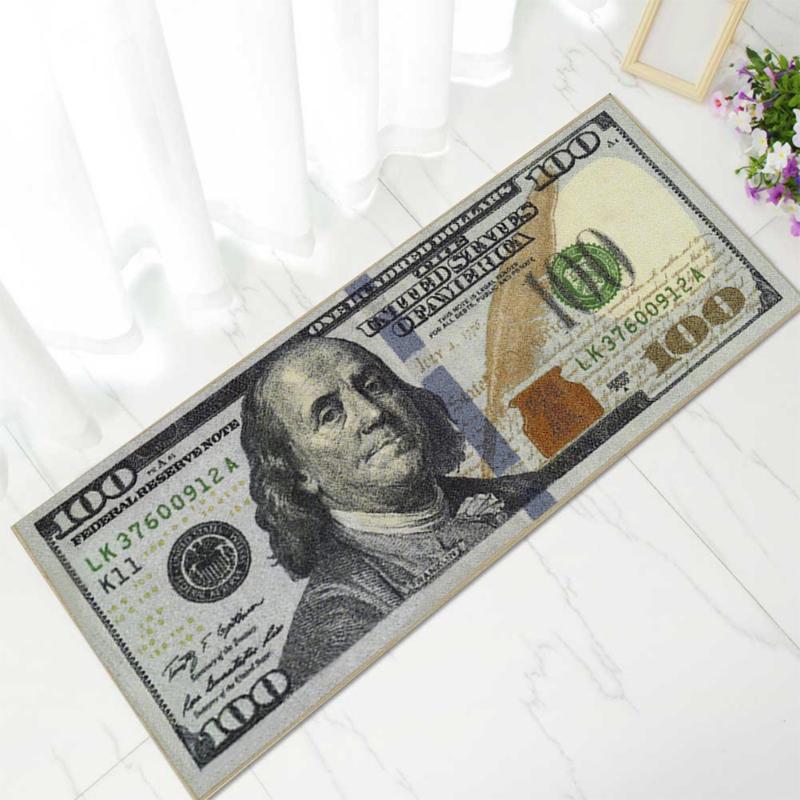 

Carpets Creative Area Rug Carpet One Hundred Dollar 100 Bill Print Non-Slip Modern Home Decor Runner, White