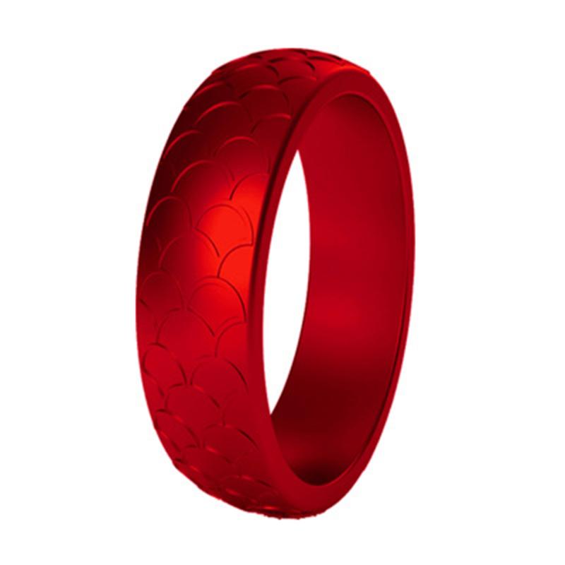 

Silicone Rings For Women, 2 Packs Fish-scale Pattern Wedding Bands, Rubber 5.7mm Width, 2mm Thick