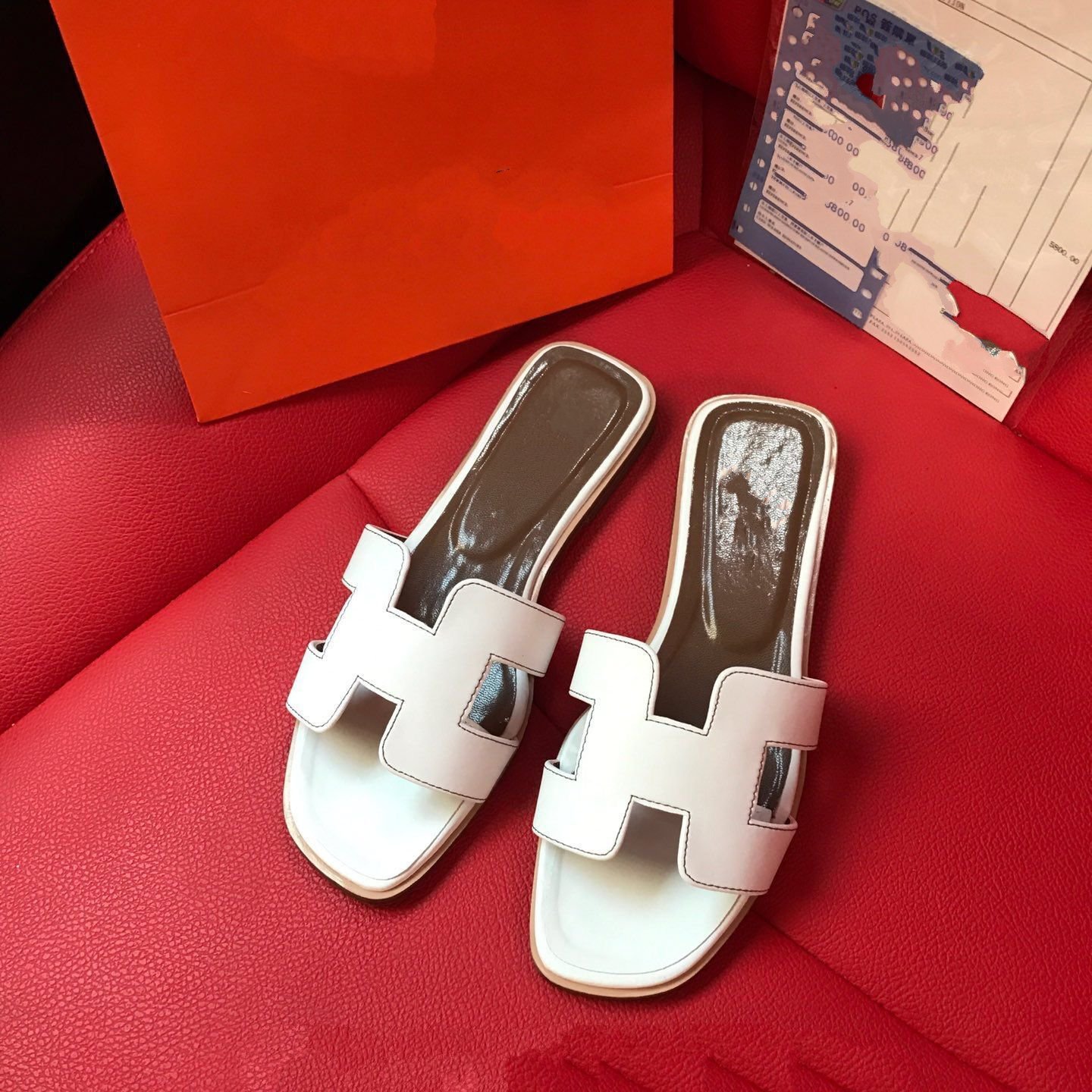 

Dio Woman Leather Sandals Slipper Shoes Orange classic Sandals Ladies Summer Flat Slipper outdoor beach woman Flip Flops For Woman 35-41 mkjjj0001