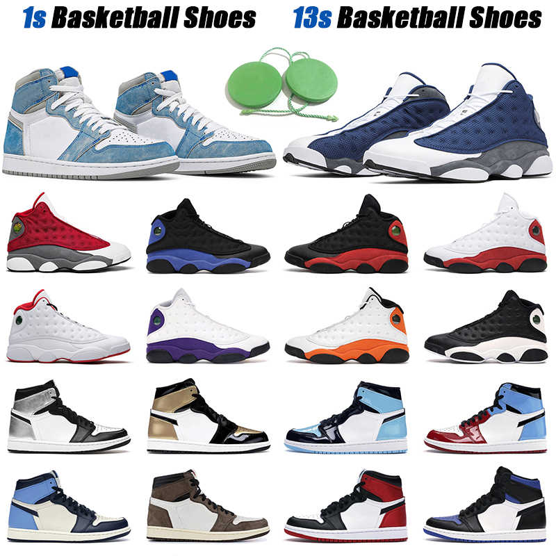 

Men Basketball Shoes Jumpman 13s Flint 13 Black Cat 1 Hyper Royal University Blue Silver Toe Dark Mocha 1s Mens Sports Sneakers, Court purple