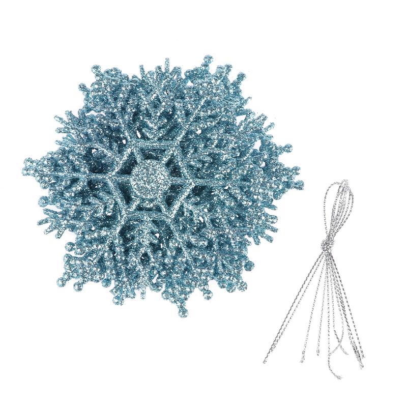 

Christmas Decorations 12pcs Snowflake Hanging Decors Tree Decoration 10CM Plastic Flash Powder For Home Party