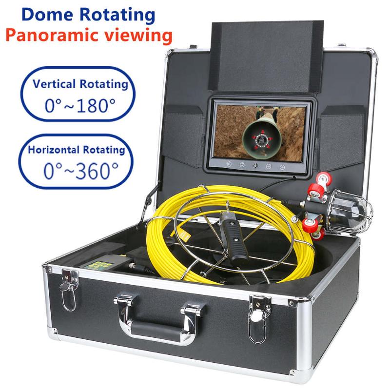 

Fish Finder 9 Inch Pipe Inspection Video Camera Drain Sewer Pipeline Industrial Endoscope Support 360 Degree Rotating 30M