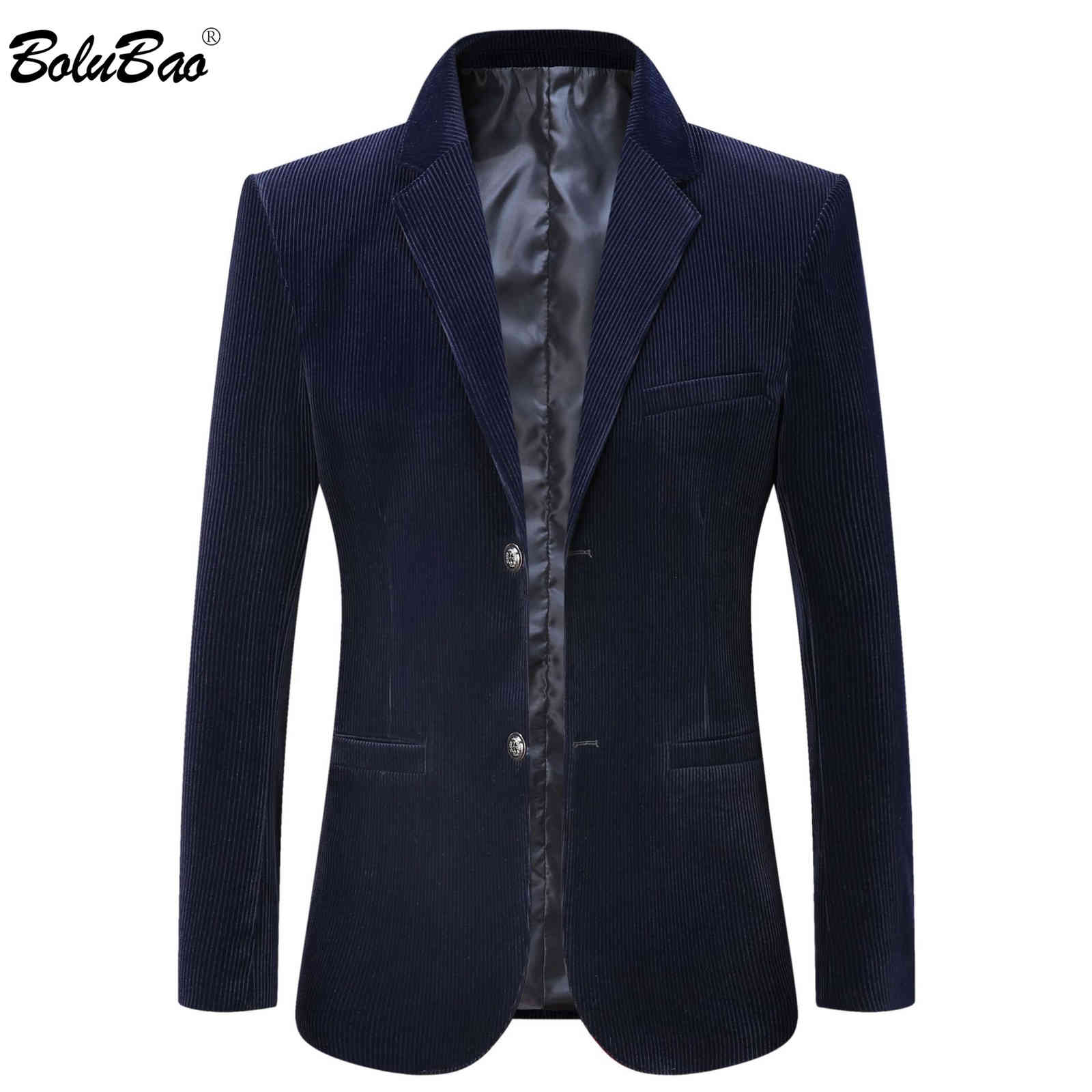 

BOLUBAO Men Casual Blazer Quality Brand Men Business Corduroy Suit Jacket Spring Autumn Retro Wild Blazers Male 210518, Blue