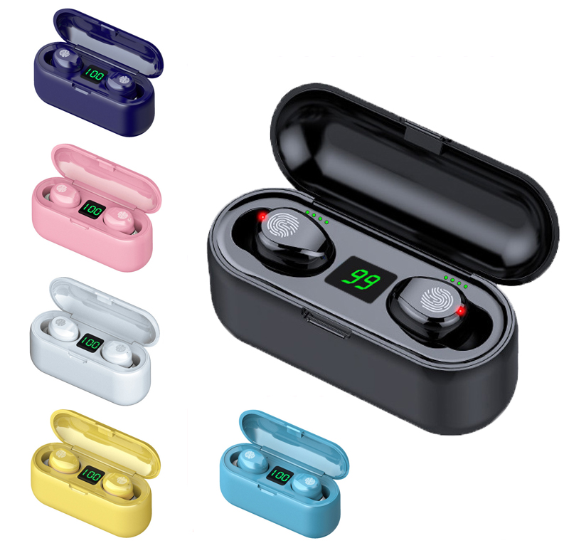 

F9 TWS 5.1 Wireless Bluetooth Earphone Headphone Sport Touch Mini Earbuds Stereo Bass Headset Charging Case Power Bank, Shipping cose (dont choose)