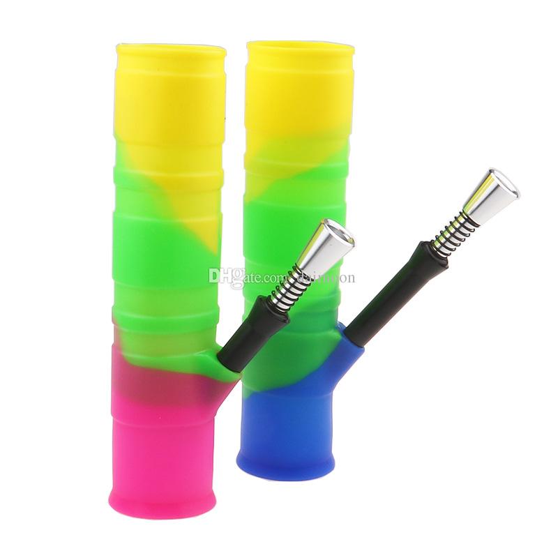 

hookah Folded portable silicone water bong with clear black blue red plastic bongs double filter oil rig for smoking