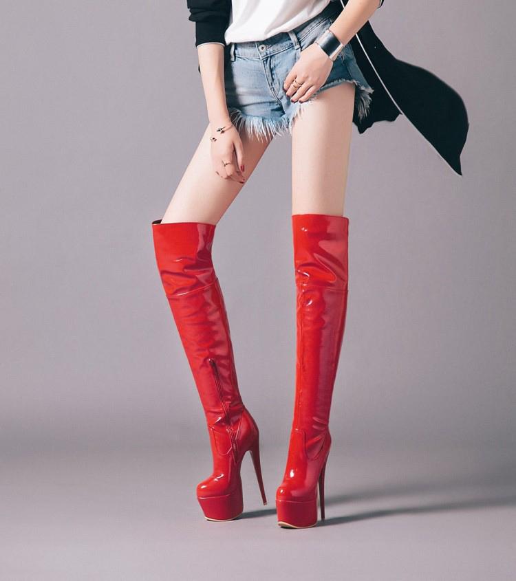 

Boots Stiletto Heels Sexy 16cm Above The Knee 15cm Oversize, Black