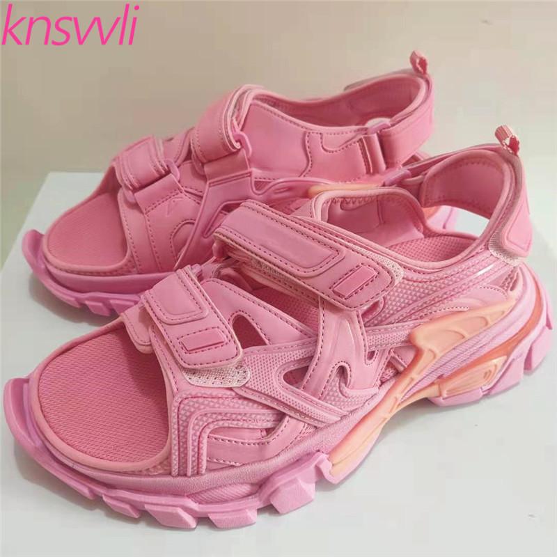 

Sandals Thick Sole Women Hook Casual Sneakers Patchwork Flats Sports Lady Black White Pink Platform Woman