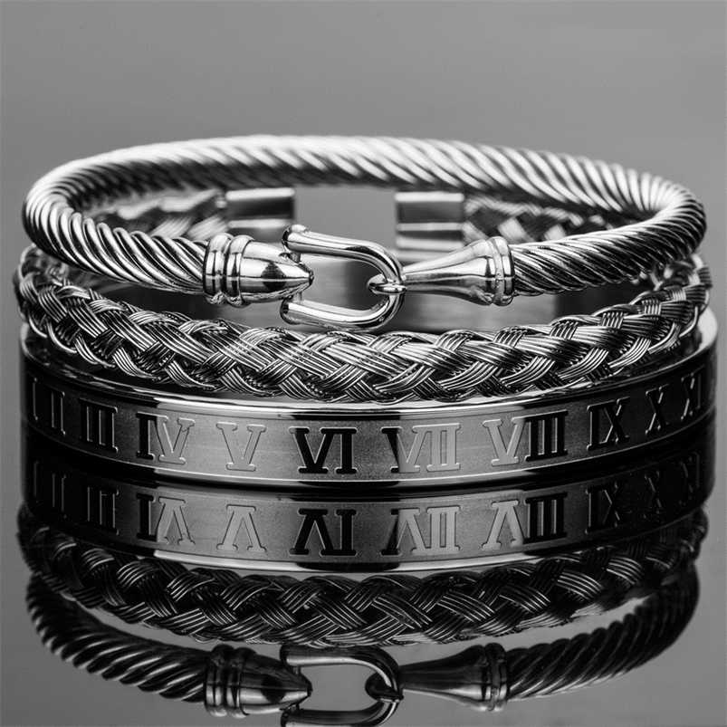Royal Roman Bracelets Horseshoe Buckle Bangles For Men Stainless Steel Open Pulseira Bileklik Luxury Jewelry Accessories 211221-image-747394724