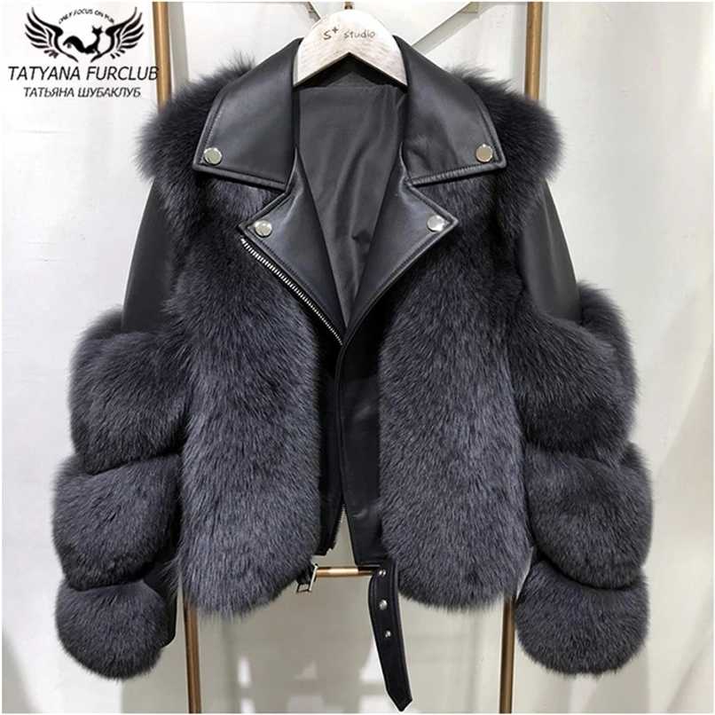 

Winter Fashion Women Real Fur Coats With Genuine Sheepskin Leather Whole skin Natural Fur Jacket Luxury Outwear 211019, Orange