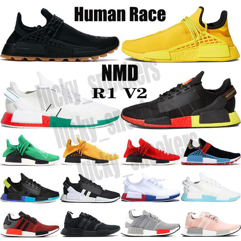 

2021 TOP NMD Human Race casual shoes Pharrell Williams yellow BBC Infinite Species R1 V2 core black carbon red triple white men women sneakers 36-47, # 33