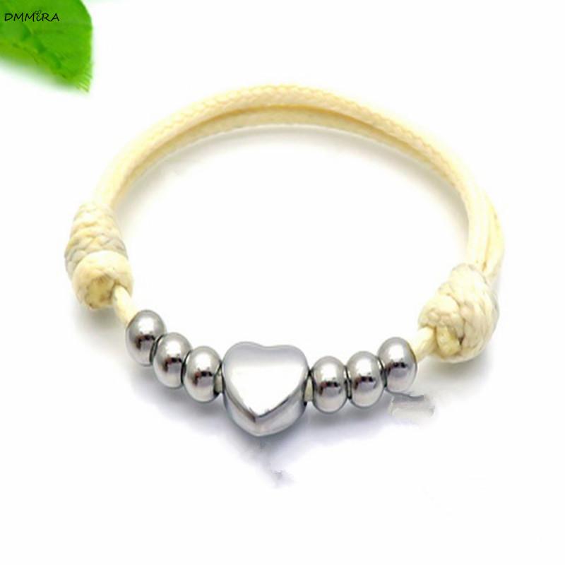 

Charm Bracelets 2021 Fahion Bracelet Gold Beads Heart Shaped Women Sainless Steel Hand Made Simple