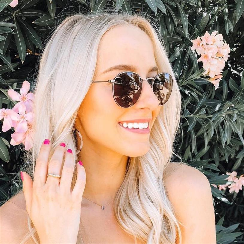 

Round Retro Sunglasses Women Brand Designer Female Mirror Ray Pink Sun Glasses Lady Uv400, White;black