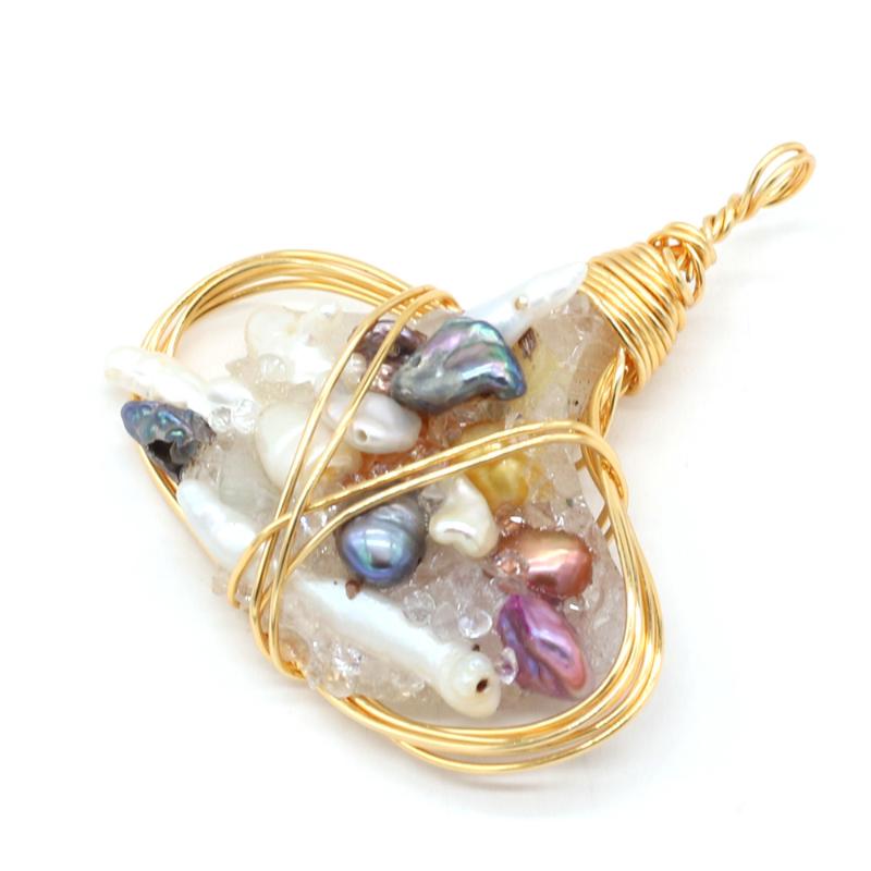 

Charms Natural Freshwater Pearl Pendant Irregular Oval Winding 40x45mm DIY Necklace Underwater World Magic Jewelry, Bronze;silver