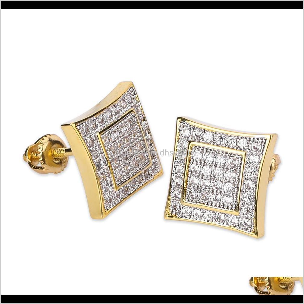 

Drop Delivery 2021 Luxury Designer Mens Earrings Statement Hip Hop Jewelry Iced Out Diamond Earring Gold 925 Sterling Sier Stud Earing Fashio, Golden;silver
