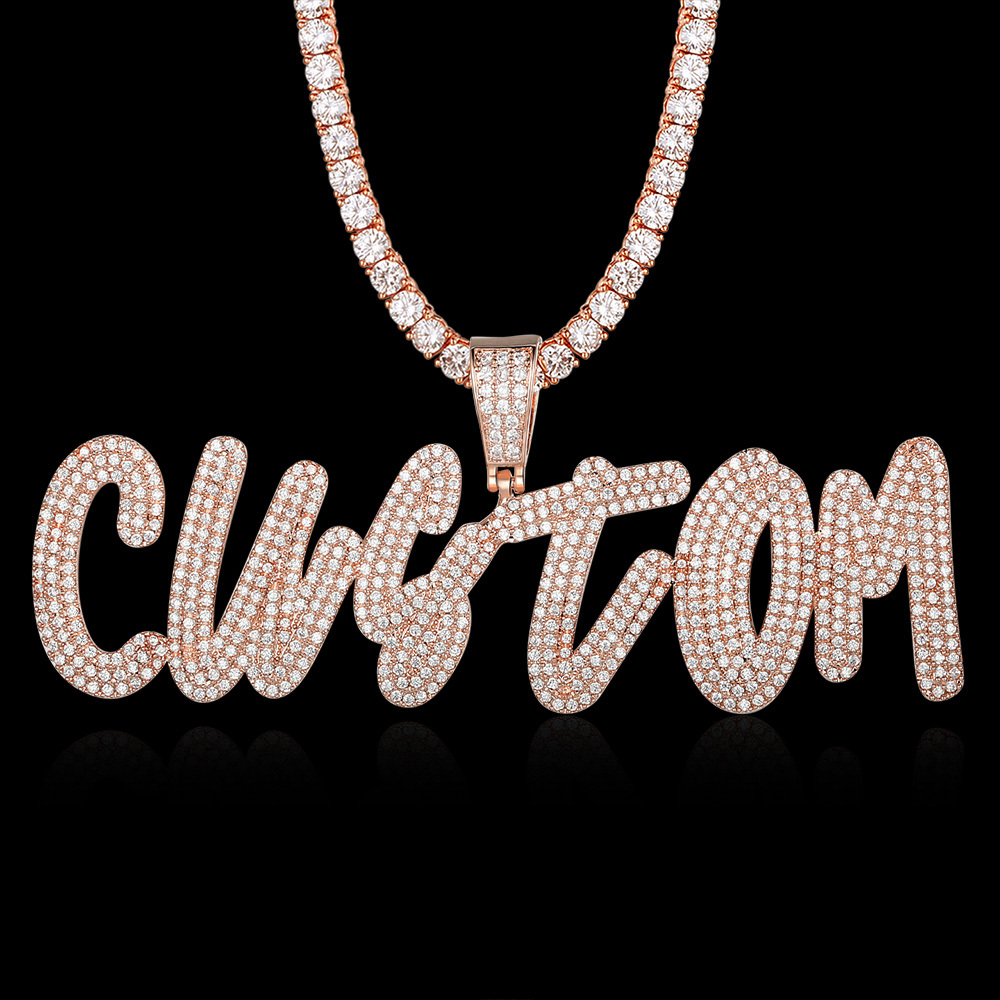 

Custom Name Letter Zircon Pendant Necklace 100% Micro Pave CZ Hip Hop Iced Out Tennis Chain Jewelry Dropshipping X0509