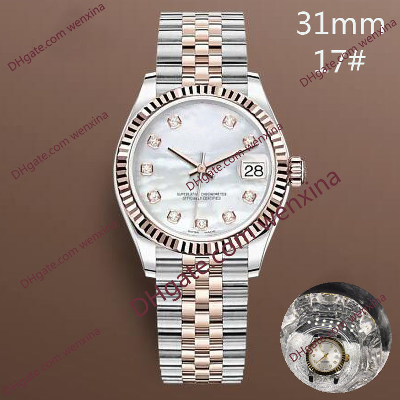 

20 Colour High Quality 31mm Diamond Watches Ladies watch Jubilee band montre de luxe 2813 Automatic Steel swimming Waterproof Woman Wristwatches, Slivery;brown