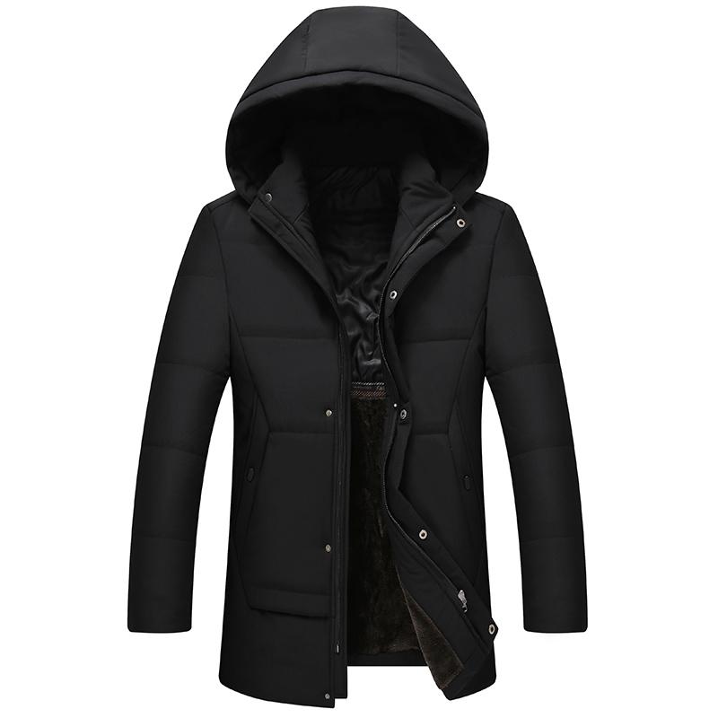 

Men's Down & Parkas Mens Thick Warm Winter Parka Men Fleece Hooded Jacket Coat Overcoat Business Casual Cotton, Black