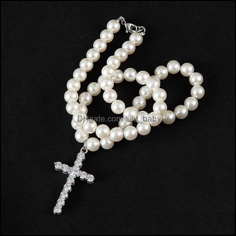 

Pendant Necklaces & Pendants Jewelry Pearl Chain Necklace Cross Hip Hop For Women Men 8~10Mm Pearls Beads Link Vintage Statement Gift 837 Dr