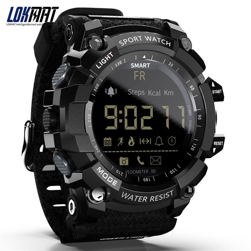 

LOKMAT MK16 Bluetooth Smartwatch Digital Clock Pedometer Sport Smart Watch Men Activity Fitness Tracker IP67 Waterproof Watchesg, Black