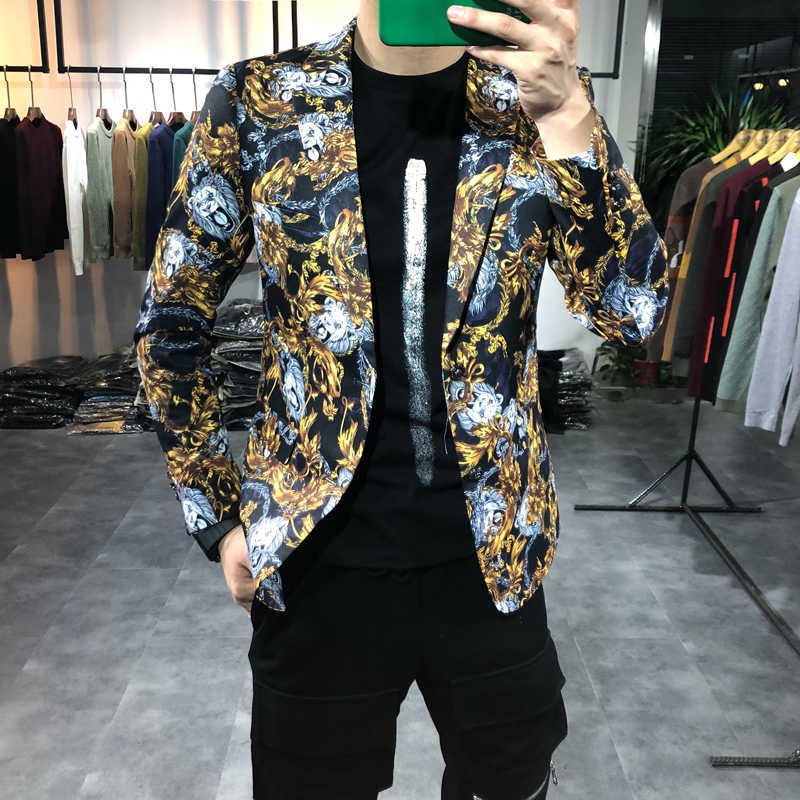 

Brand Luxury Print Men Blazers High-end Casual Slim Fit Suit Jacket Wedding Business Blazer Men Clothing Masculino Costume Homme 210527, Mixed