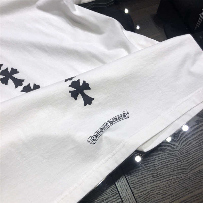 

Fashion crosin hearts Chao brand chrome crosin horseshoe cross Sanskrit letter print Short Sleeve T-Shirt Tee R8E4, White;black